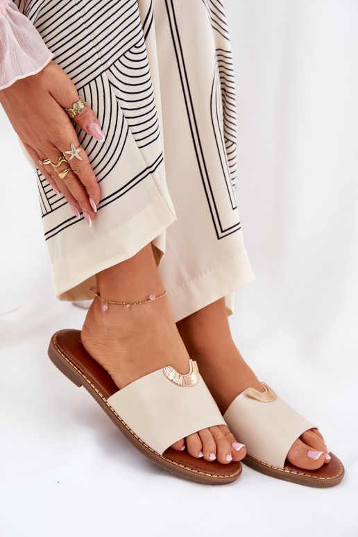 Moteriškos šlepetės Eko    Detalami smėlio spalvos Mevith