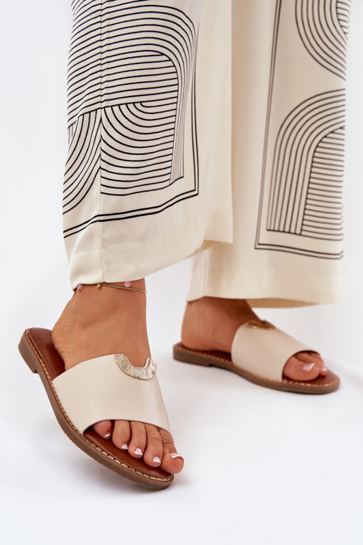 Moteriškos šlepetės Eko    Detalami smėlio spalvos Mevith