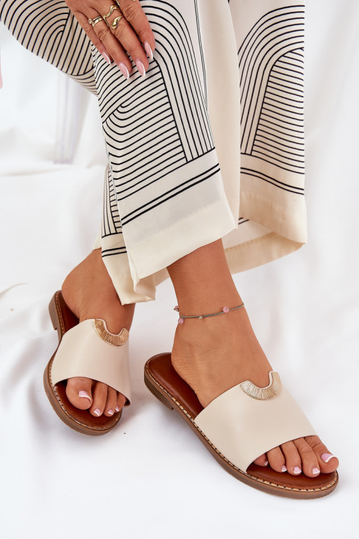 Moteriškos šlepetės Eko    Detalami smėlio spalvos Mevith