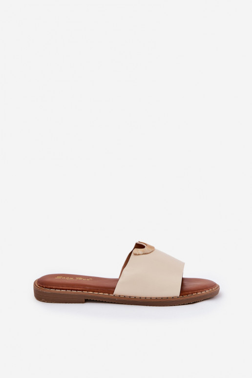 Moteriškos šlepetės Eko    Detalami smėlio spalvos Mevith