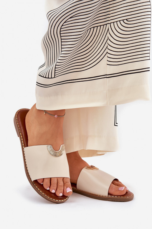 Moteriškos šlepetės Eko    Detalami smėlio spalvos Mevith