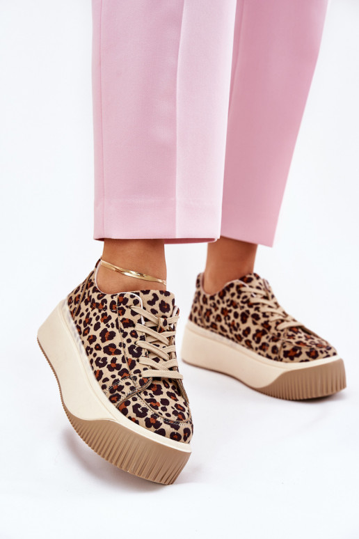  modelio batai su platforma su leopardo kailio raštais rudos spalvos Tirvanis