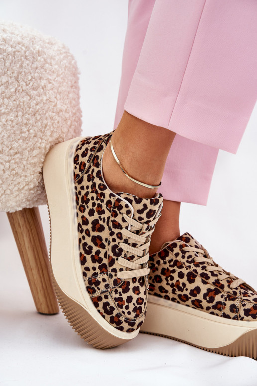  modelio batai su platforma su leopardo kailio raštais rudos spalvos Tirvanis
