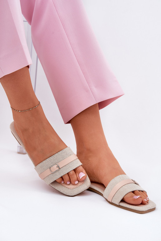 lygiapadžiai Moteriškos šlepetės su dirželiais I su sagtelėmis smėlio spalvos Zilina