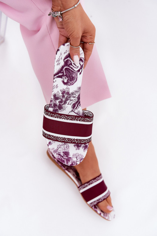  lygiapadžiai Moteriškos šlepetės bordo spalvos Leysi