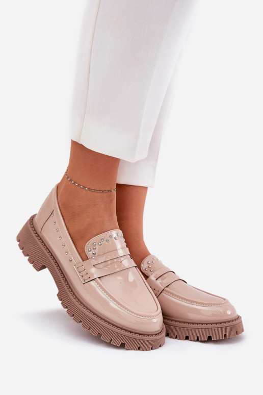 moteriški mokasinai su lako efektu  smėlio spalvos Nallae