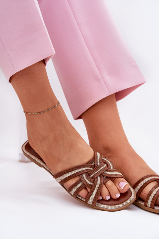 Šlepetės  Z Przeplatającymi Się Paskami rudos spalvos Acimine