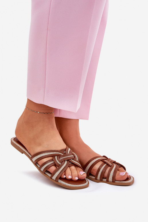 Šlepetės  Z Przeplatającymi Się Paskami rudos spalvos Acimine