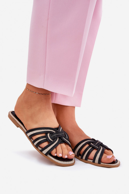 Šlepetės  Z Przeplatającymi Się Paskami Juodos spalvos Acimine