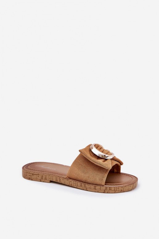 lygiapadžiai Moteriškos šlepetės  Detalem rudos spalvos Nellodra