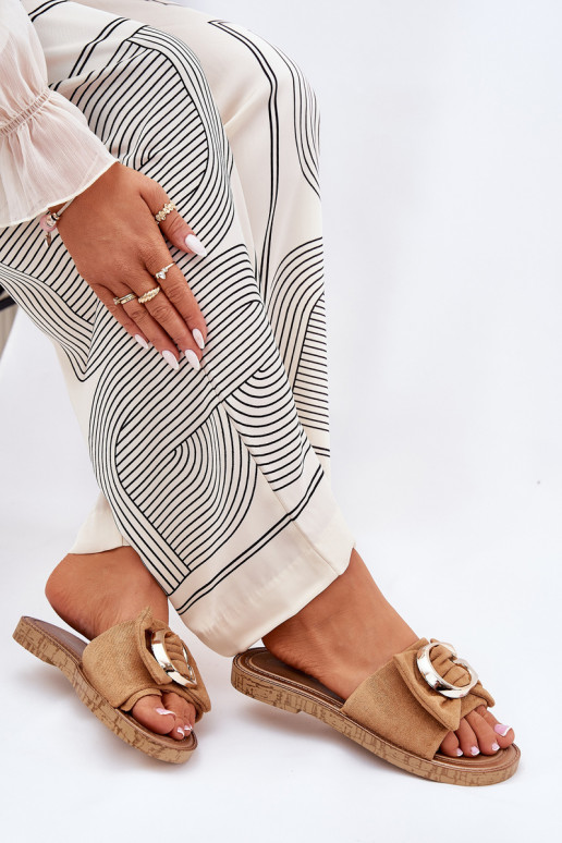 lygiapadžiai Moteriškos šlepetės  Detalem rudos spalvos Nellodra