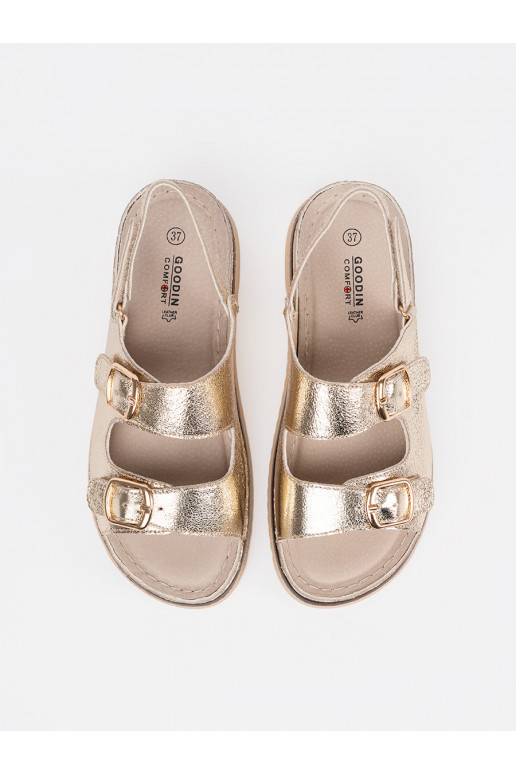 aukso spalvos sandalai ze mi elementami