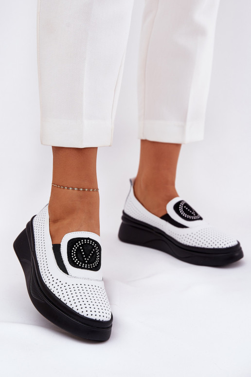 moteriški mokasinai   su platforma I Koturnie Vinceza 79522 baltos spalvos