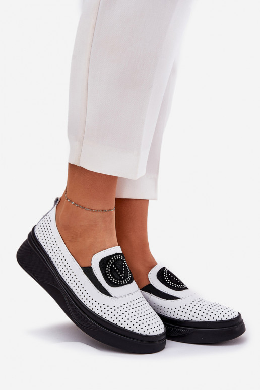 moteriški mokasinai   su platforma I Koturnie Vinceza 79522 baltos spalvos