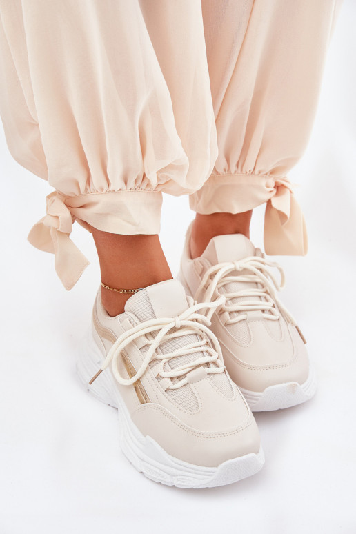  modelio batai sportiniai bateliai  su masyviu padu smėlio spalvos Lerila