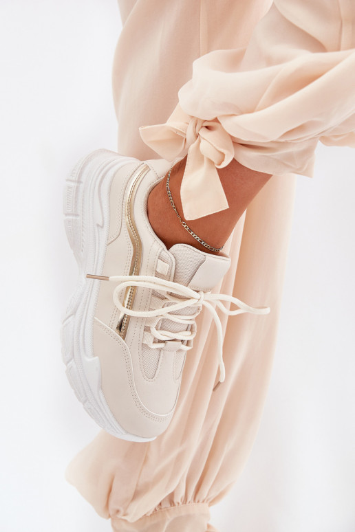  modelio batai sportiniai bateliai  su masyviu padu smėlio spalvos Lerila