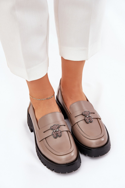   moteriški mokasinai Z Przypinką Meškiukai Vinceza 18109 smėlio spalvos