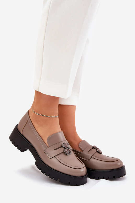   moteriški mokasinai Z Przypinką Meškiukai Vinceza 18109 smėlio spalvos