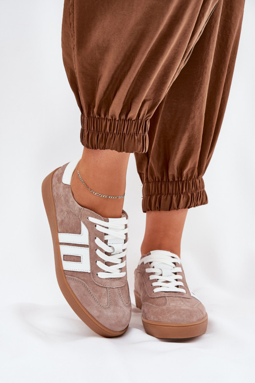  modelio batai sportiniai bateliai iš zomšos Vinceza 79517 smėlio spalvos