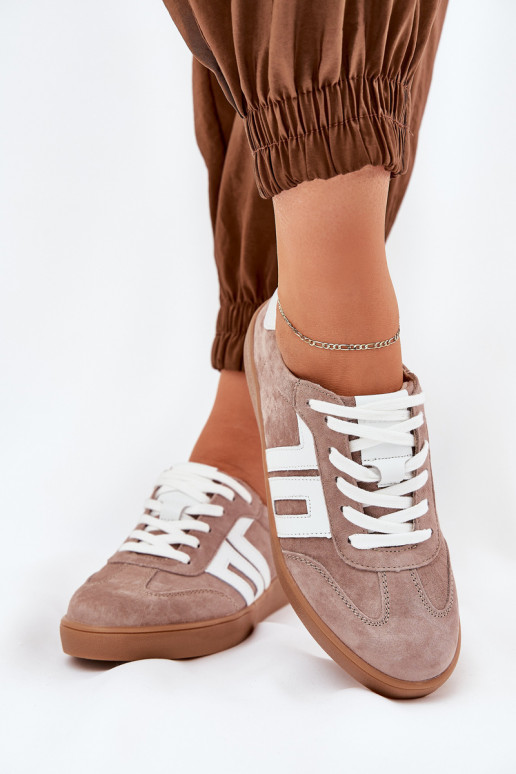  modelio batai sportiniai bateliai iš zomšos Vinceza 79517 smėlio spalvos