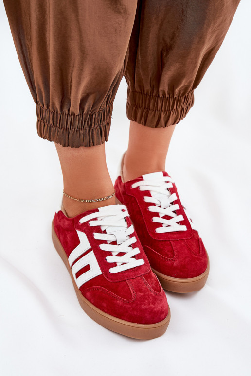  modelio batai sportiniai bateliai iš zomšos Vinceza 79517 raudonos spalvos