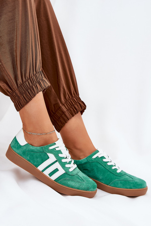  modelio batai sportiniai bateliai iš zomšos Vinceza 79517 žalios spalvos