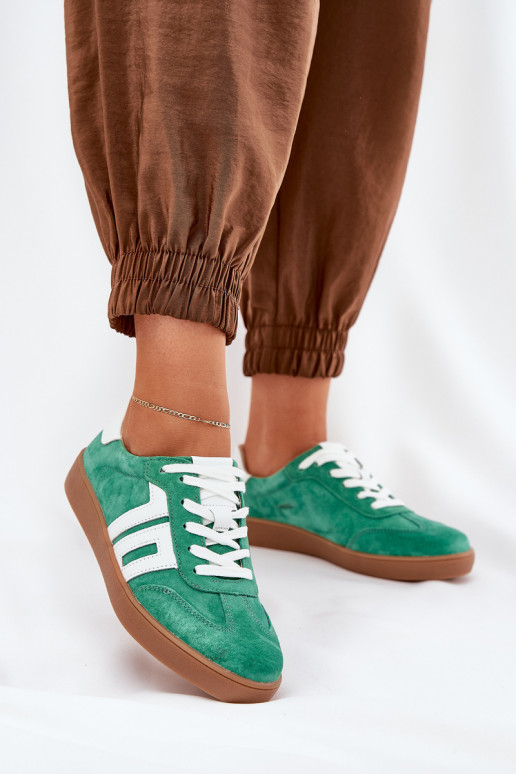  modelio batai sportiniai bateliai iš zomšos Vinceza 79517 žalios spalvos