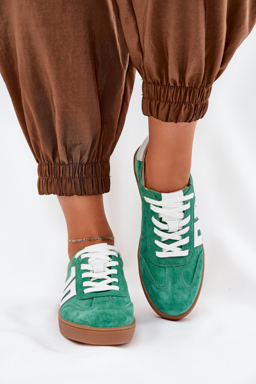  modelio batai sportiniai bateliai iš zomšos Vinceza 79517 žalios spalvos