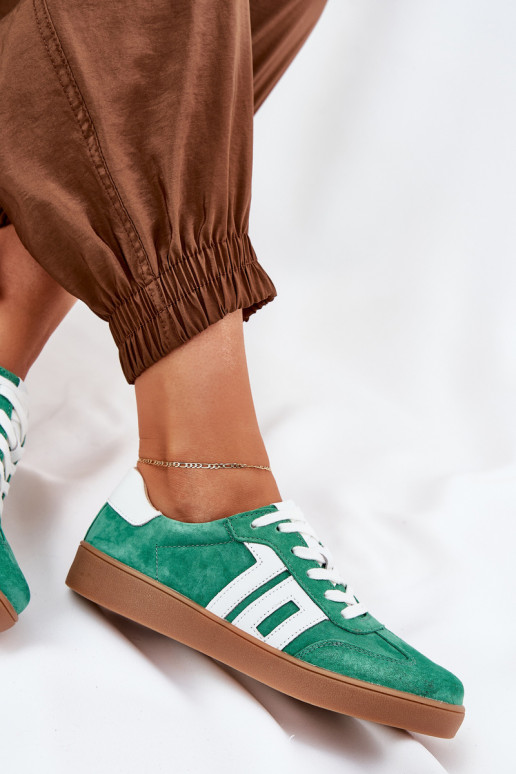  modelio batai sportiniai bateliai iš zomšos Vinceza 79517 žalios spalvos