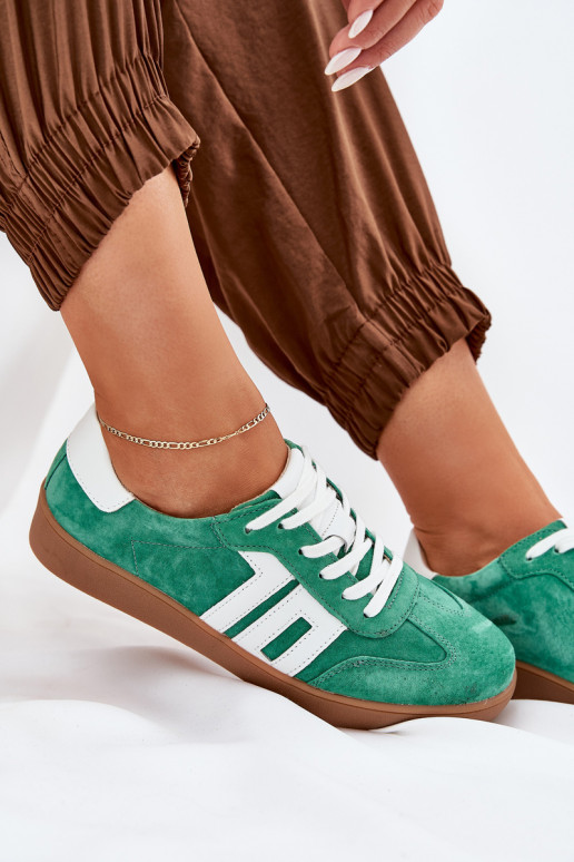  modelio batai sportiniai bateliai iš zomšos Vinceza 79517 žalios spalvos