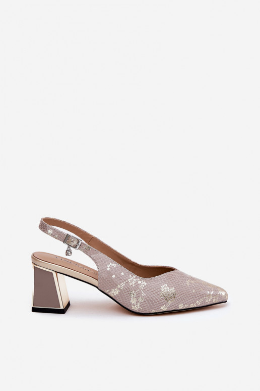   Moteriškos aukštakulnės basutės Ze Szpiczastymi Noskami Vinceza 66733 aukso-sidabro spalvos