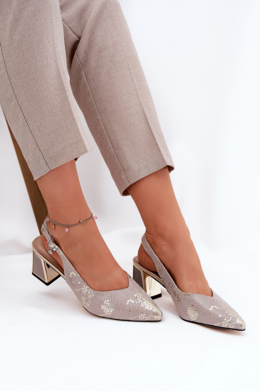   Moteriškos aukštakulnės basutės Ze Szpiczastymi Noskami Vinceza 66733 aukso-sidabro spalvos