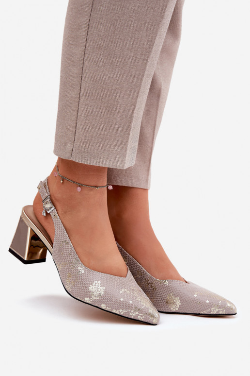   Moteriškos aukštakulnės basutės Ze Szpiczastymi Noskami Vinceza 66733 aukso-sidabro spalvos