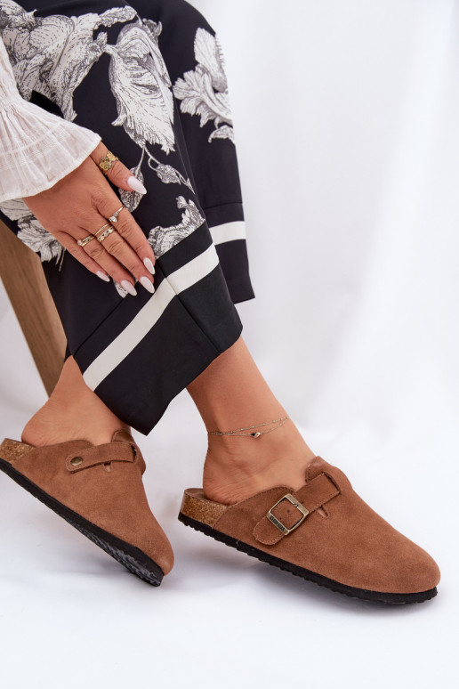 zomšinės šlepetės   su sagtimis Big Star RR274A387 rudos spalvos