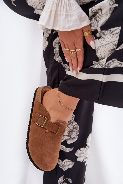 zomšinės šlepetės   su sagtimis Big Star RR274A387 rudos spalvos