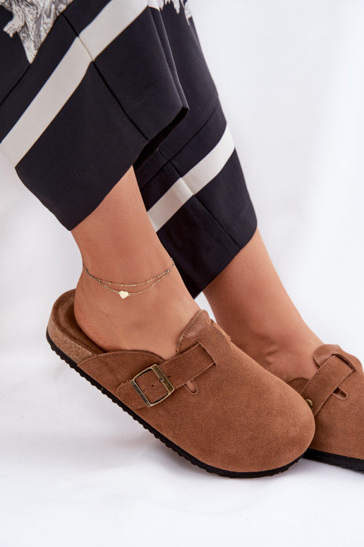 zomšinės šlepetės   su sagtimis Big Star RR274A387 rudos spalvos