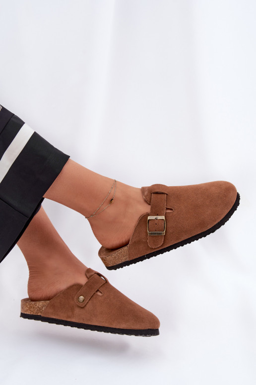 zomšinės šlepetės   su sagtimis Big Star RR274A387 rudos spalvos