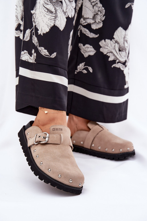 zomšinės šlepetės   su platforma Big Star RR274A376 smėlio spalvos