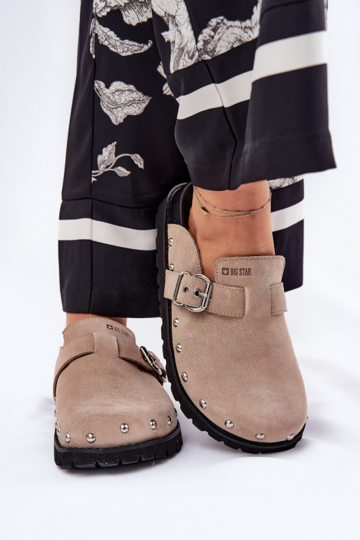 zomšinės šlepetės   su platforma Big Star RR274A376 smėlio spalvos