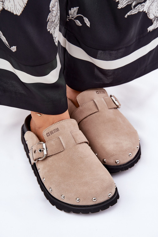 zomšinės šlepetės   su platforma Big Star RR274A376 smėlio spalvos