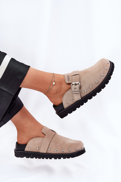 zomšinės šlepetės   su platforma Big Star RR274A376 smėlio spalvos