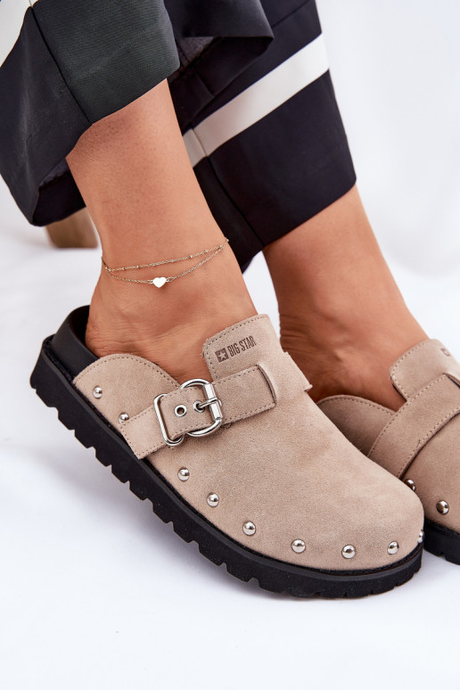 zomšinės šlepetės   su platforma Big Star RR274A376 smėlio spalvos