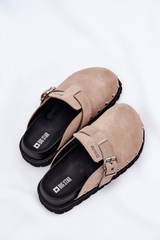 zomšinės šlepetės   su platforma Big Star RR274A376 smėlio spalvos