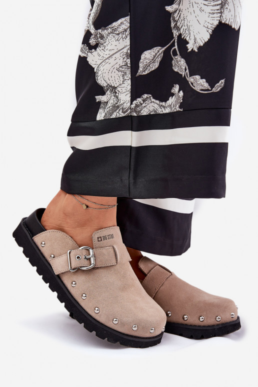 zomšinės šlepetės   su platforma Big Star RR274A376 smėlio spalvos