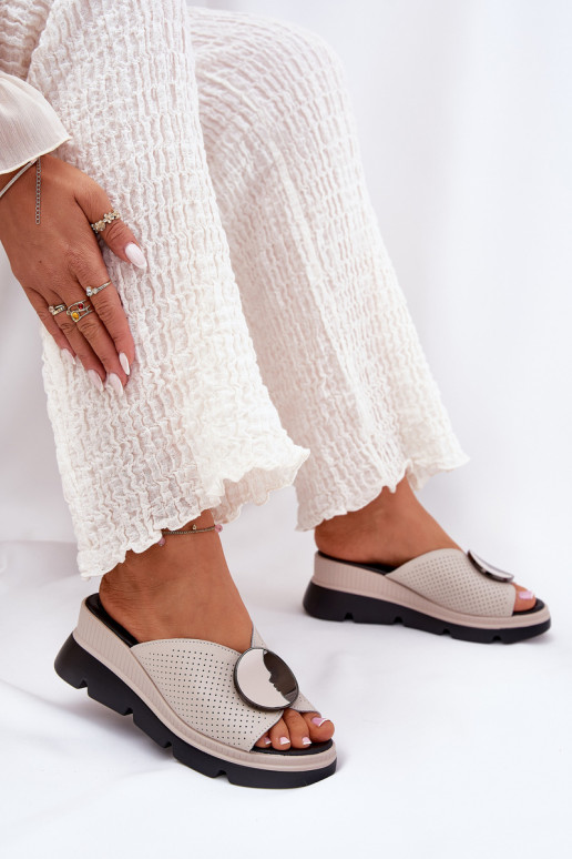 Šlepetės  su ornamentais S.Barski LR51-662 smėlio spalvos