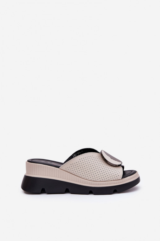 Šlepetės  su ornamentais S.Barski LR51-662 smėlio spalvos