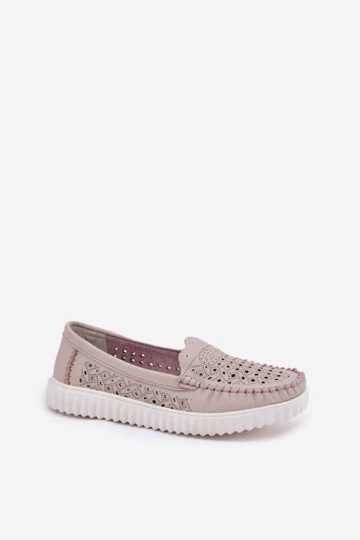   moteriški mokasinai su ažūro elementais Vinceza 88028 smėlio spalvos