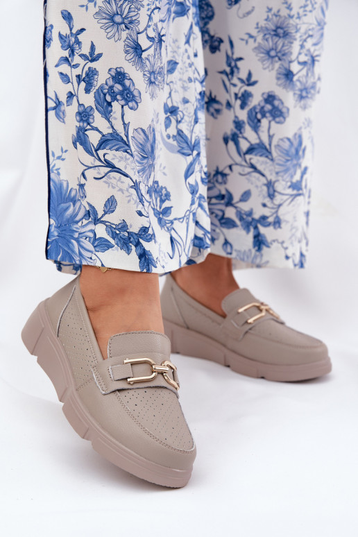 moteriški mokasinai   Ze aukso spalvosm Detalem Vinceza 88007 smėlio spalvos