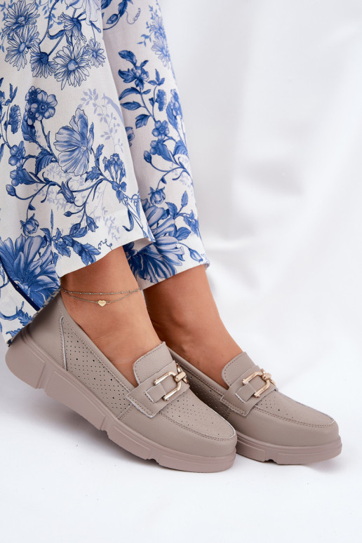 moteriški mokasinai   Ze aukso spalvosm Detalem Vinceza 88007 smėlio spalvos