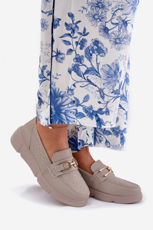 moteriški mokasinai   Ze aukso spalvosm Detalem Vinceza 88007 smėlio spalvos